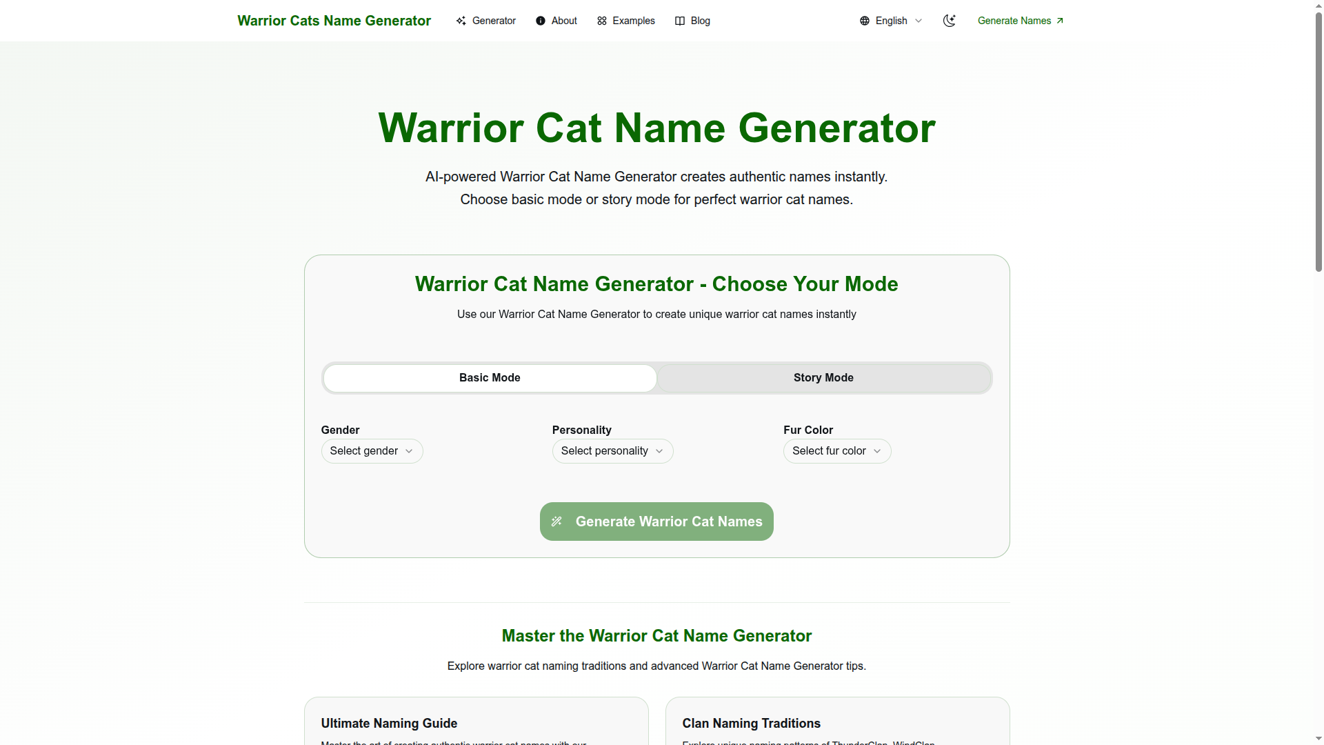 Warrior Cat name generator 