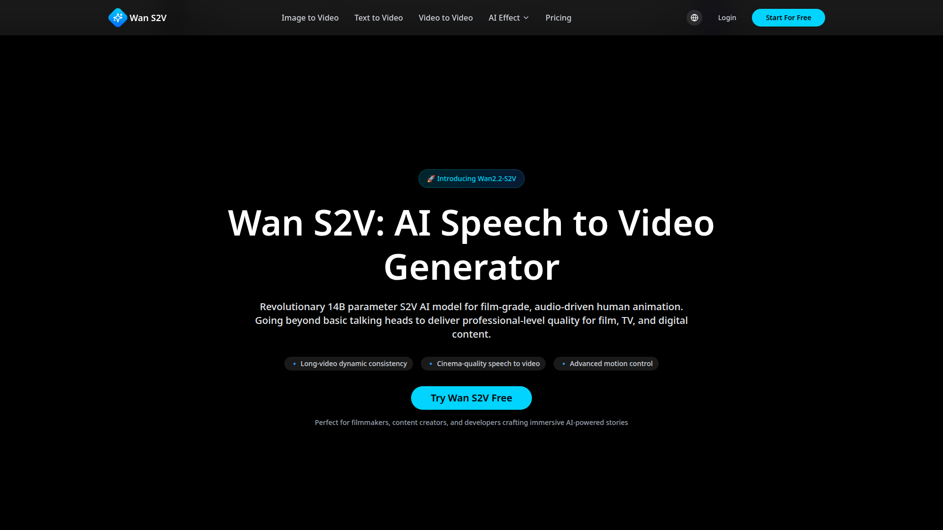 Wan S2V: AI Speech to Video Generator
