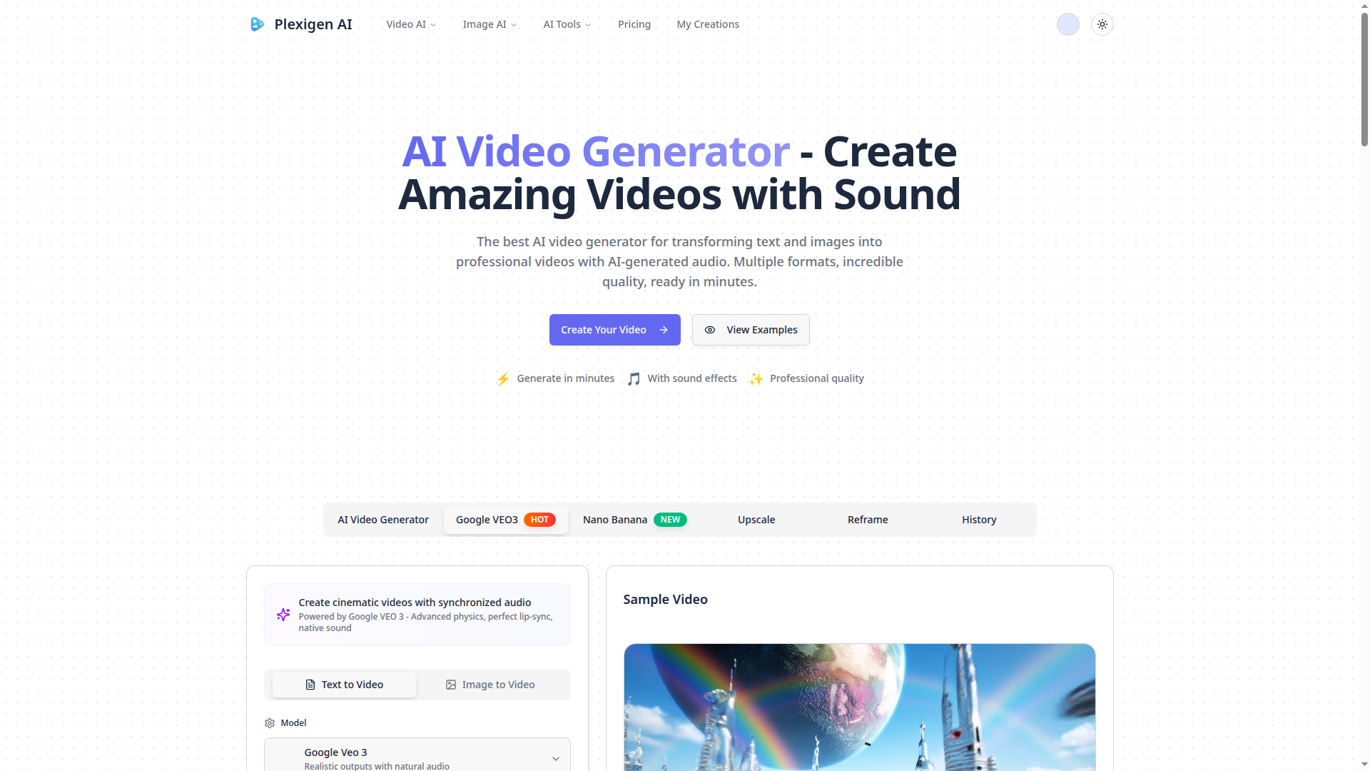 Plexigen AI - AI Video Generator with Sound & Effects