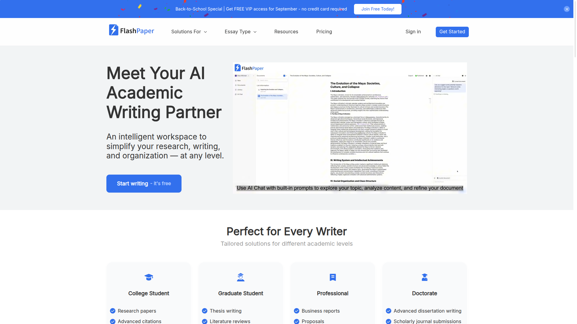 FlashPaper Writing AI