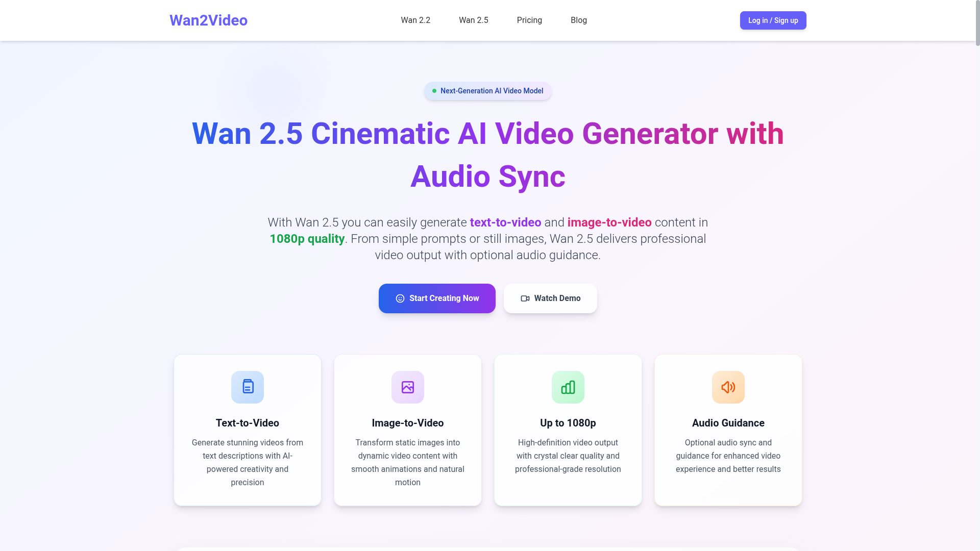 Wan 2.5 AI Video Generator
