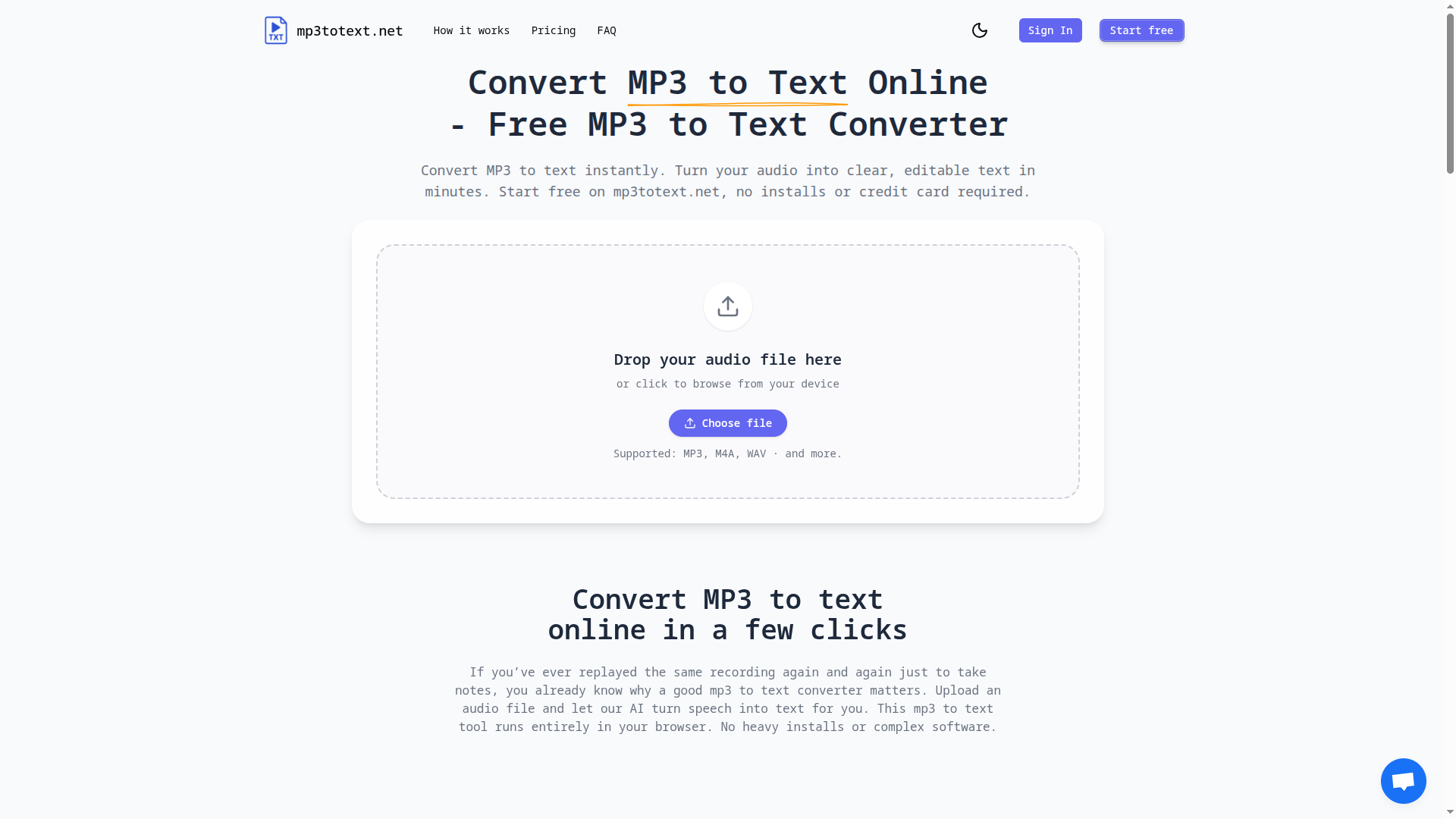 Simple MP3 to Text Online Tool