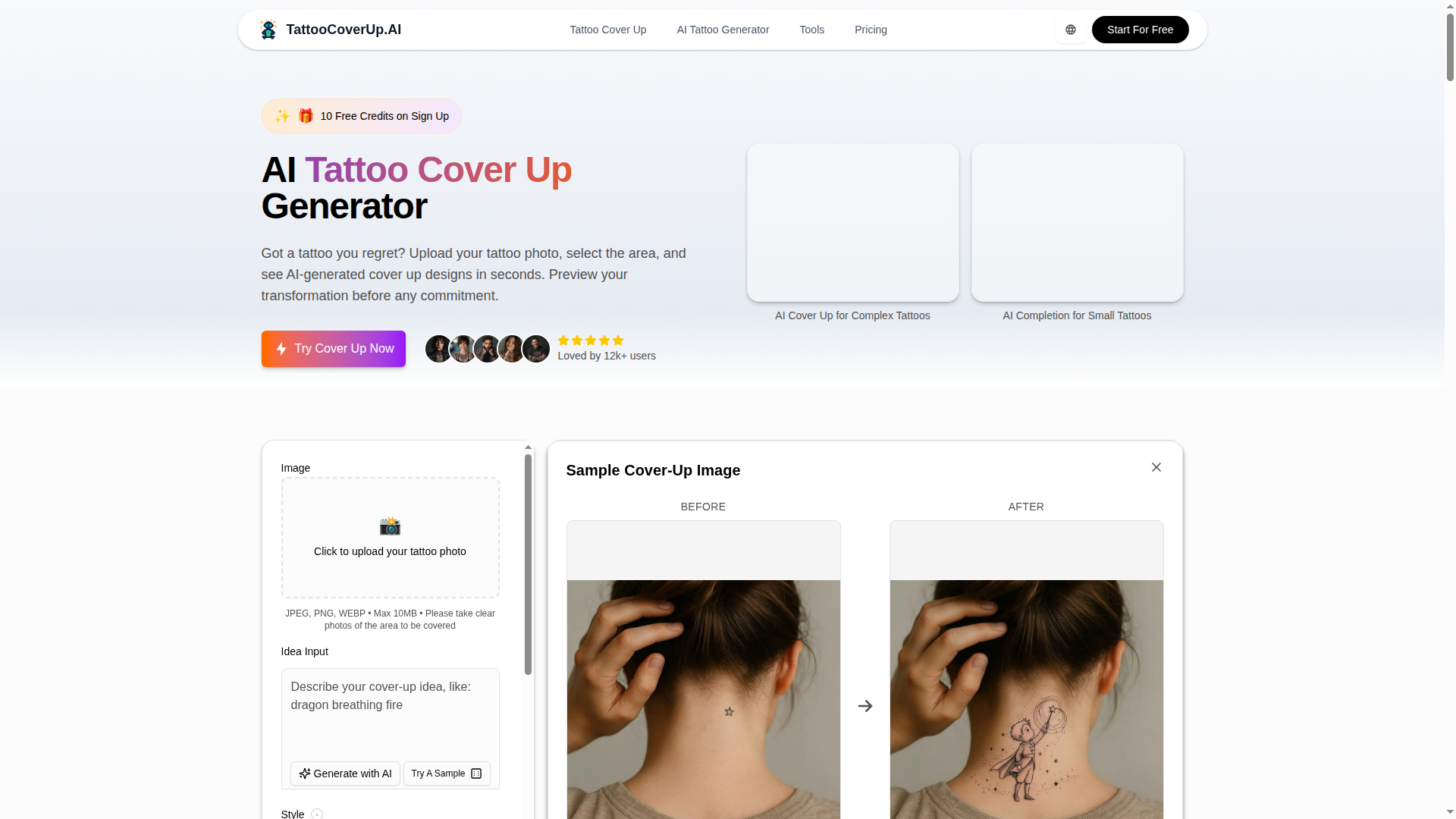 TattooCoverUp.AI - Revolutionary AI tattoo cover-up generator