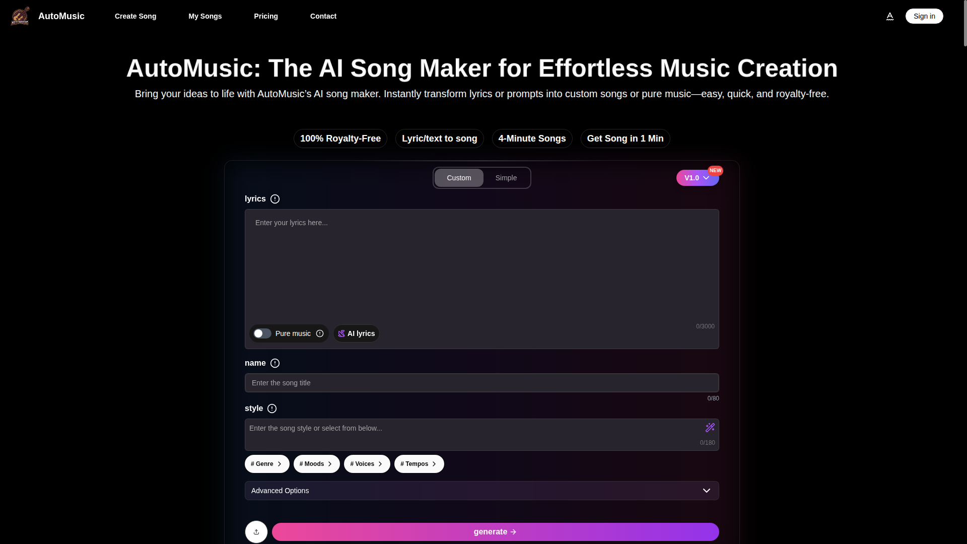  AI Song Maker : Your AI Music Generator | Automusic