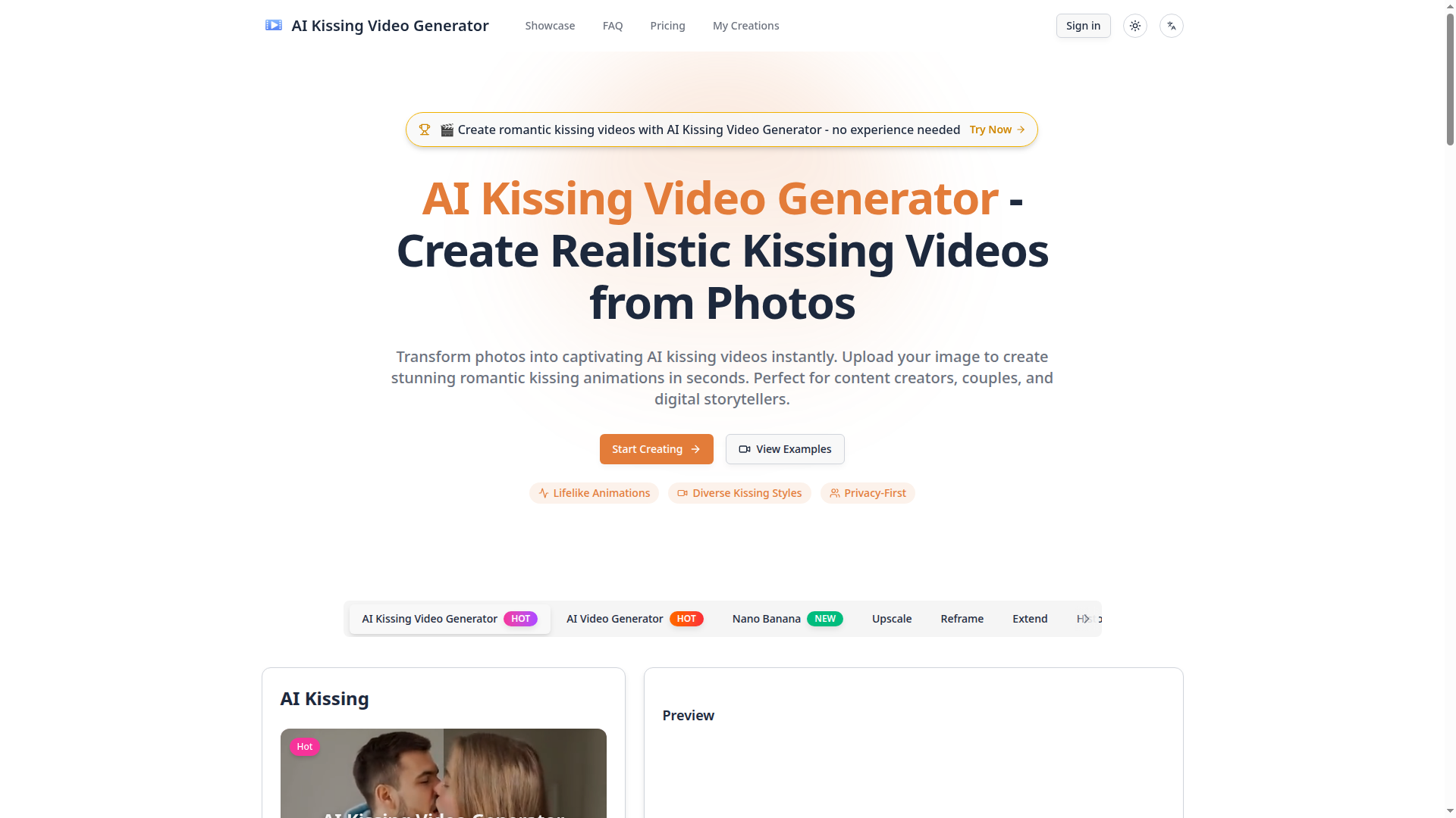 AI Kissing Video Generator - Create Realistic Kissing Videos from Photos