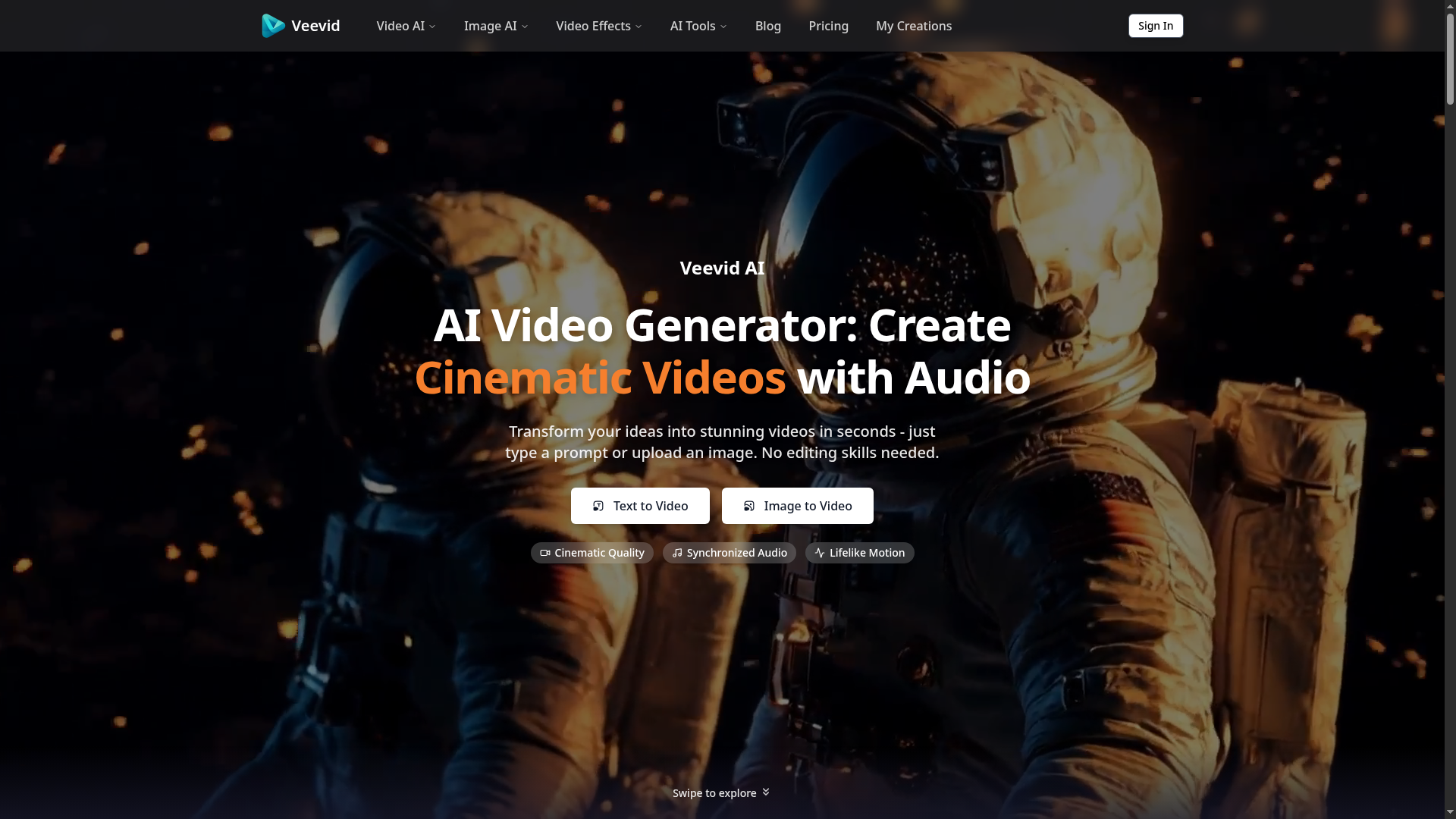 Veevid AI - High Quality Cinematic Video Generator