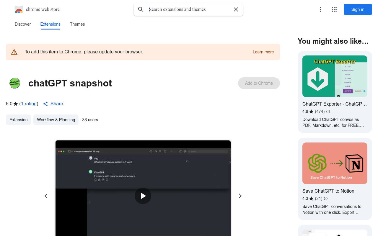 chatGPT snapshot