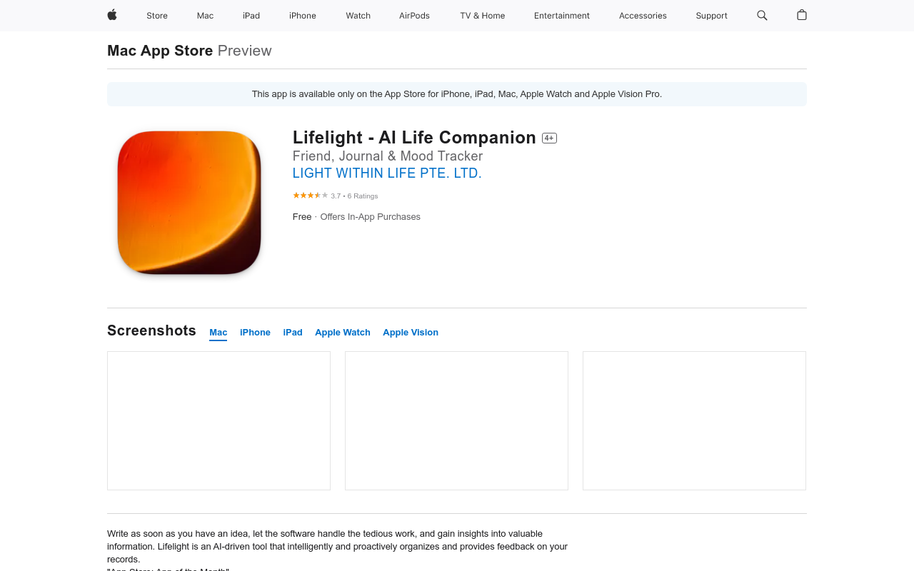Lifelight:AI Journal/Note for Vision Pro