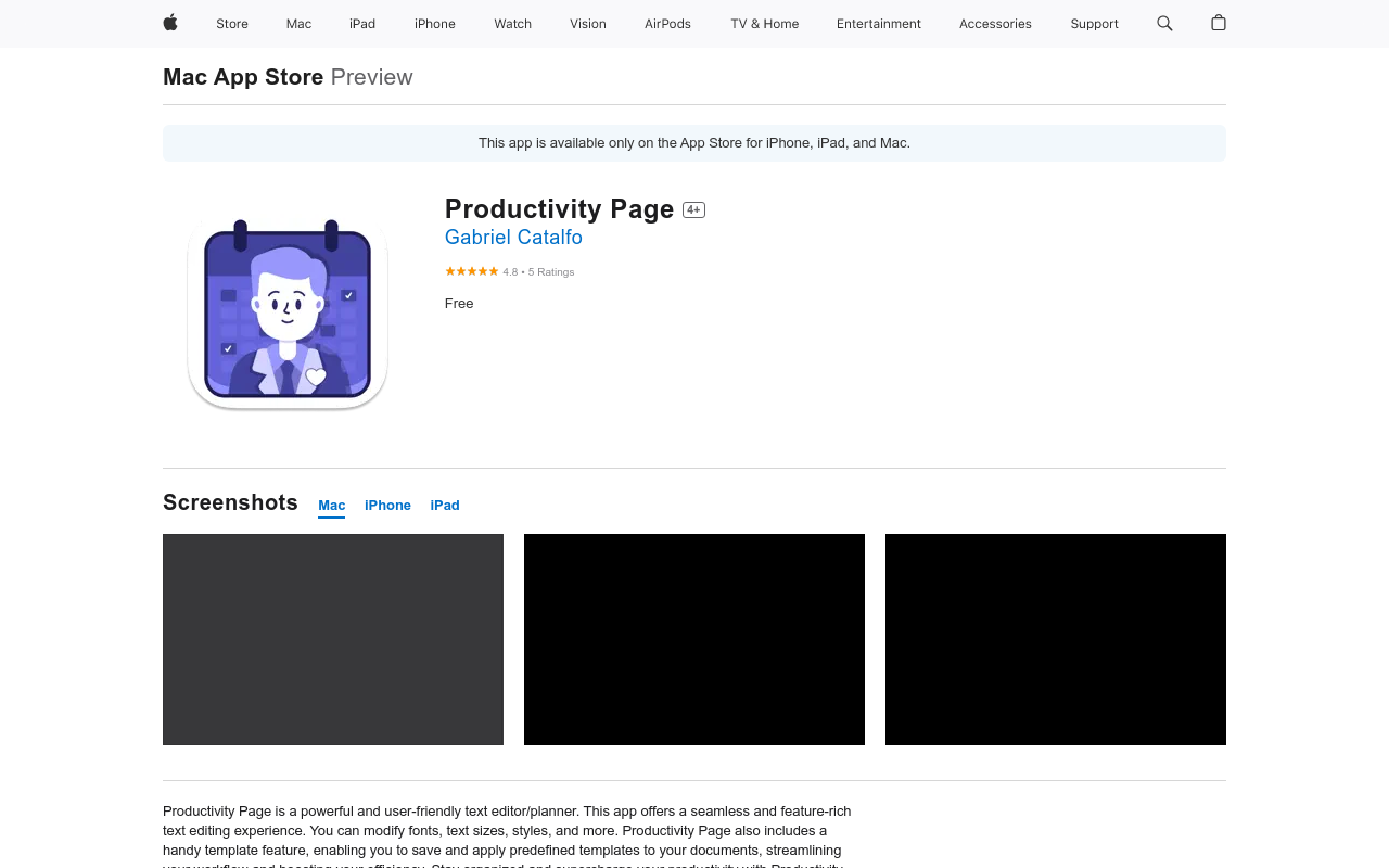 Productivity Page