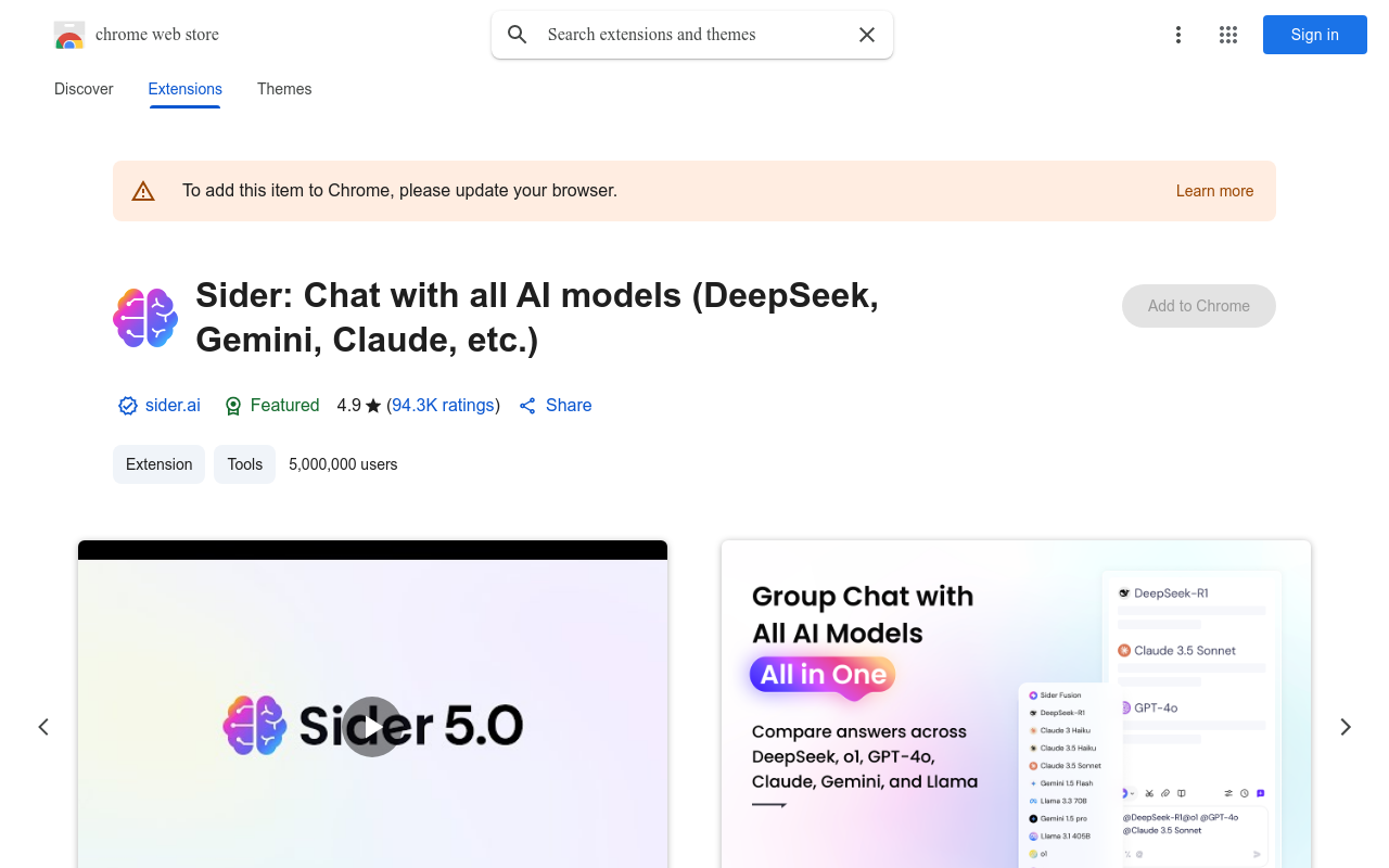Sider AI extension