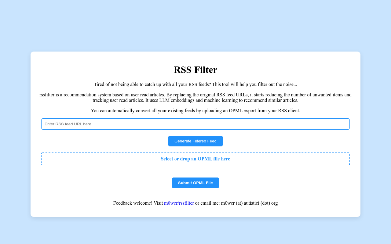 RSS filter