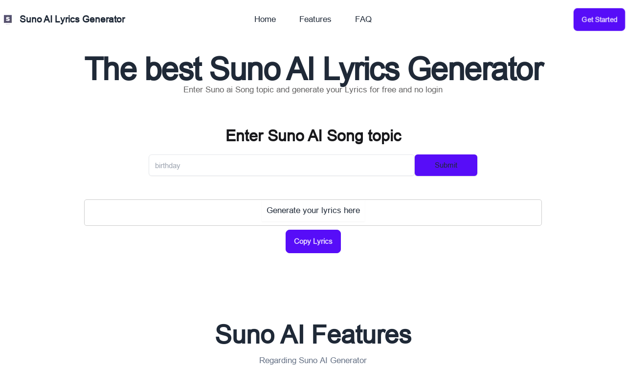 The best Suno AI Lyrics Generator