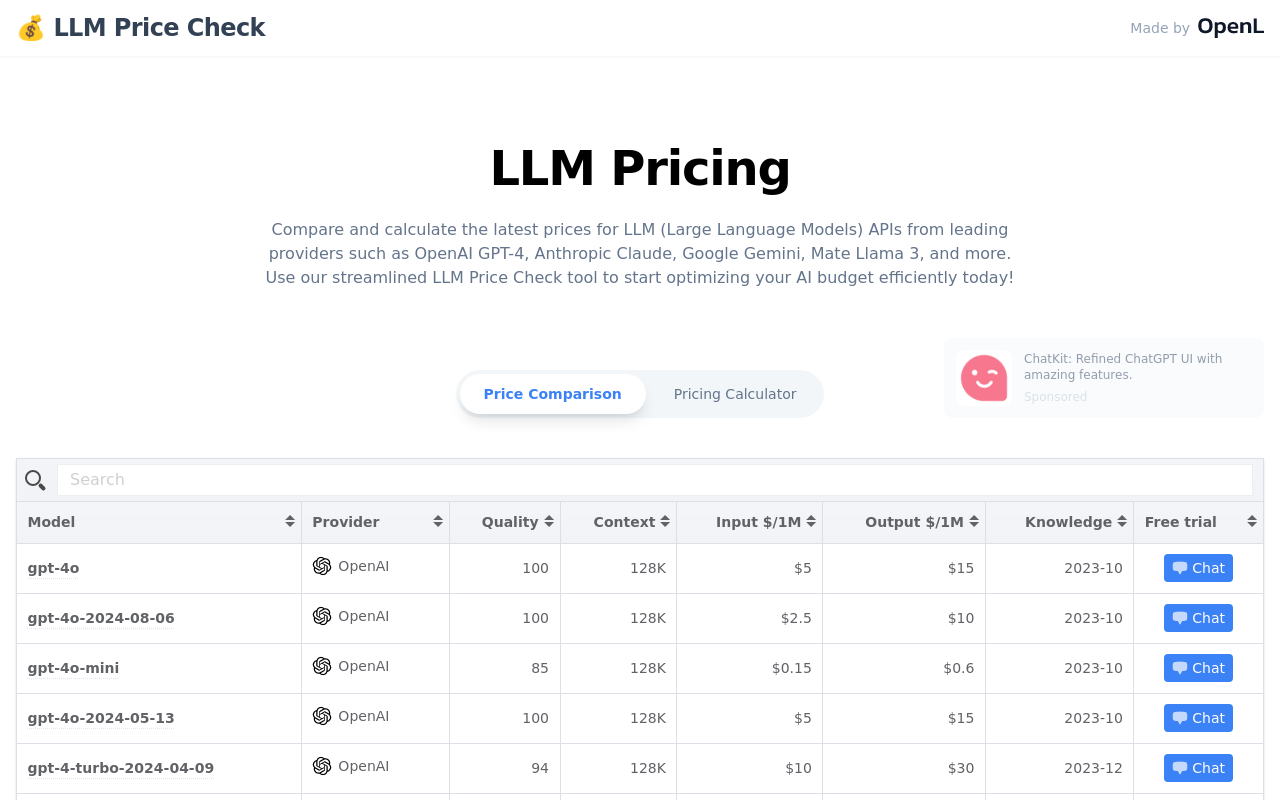 LLM Price Check