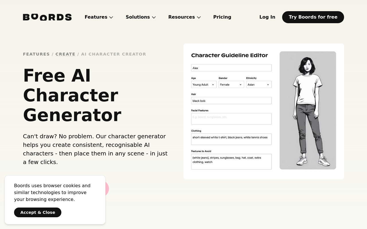 Boords AI Character Generator
