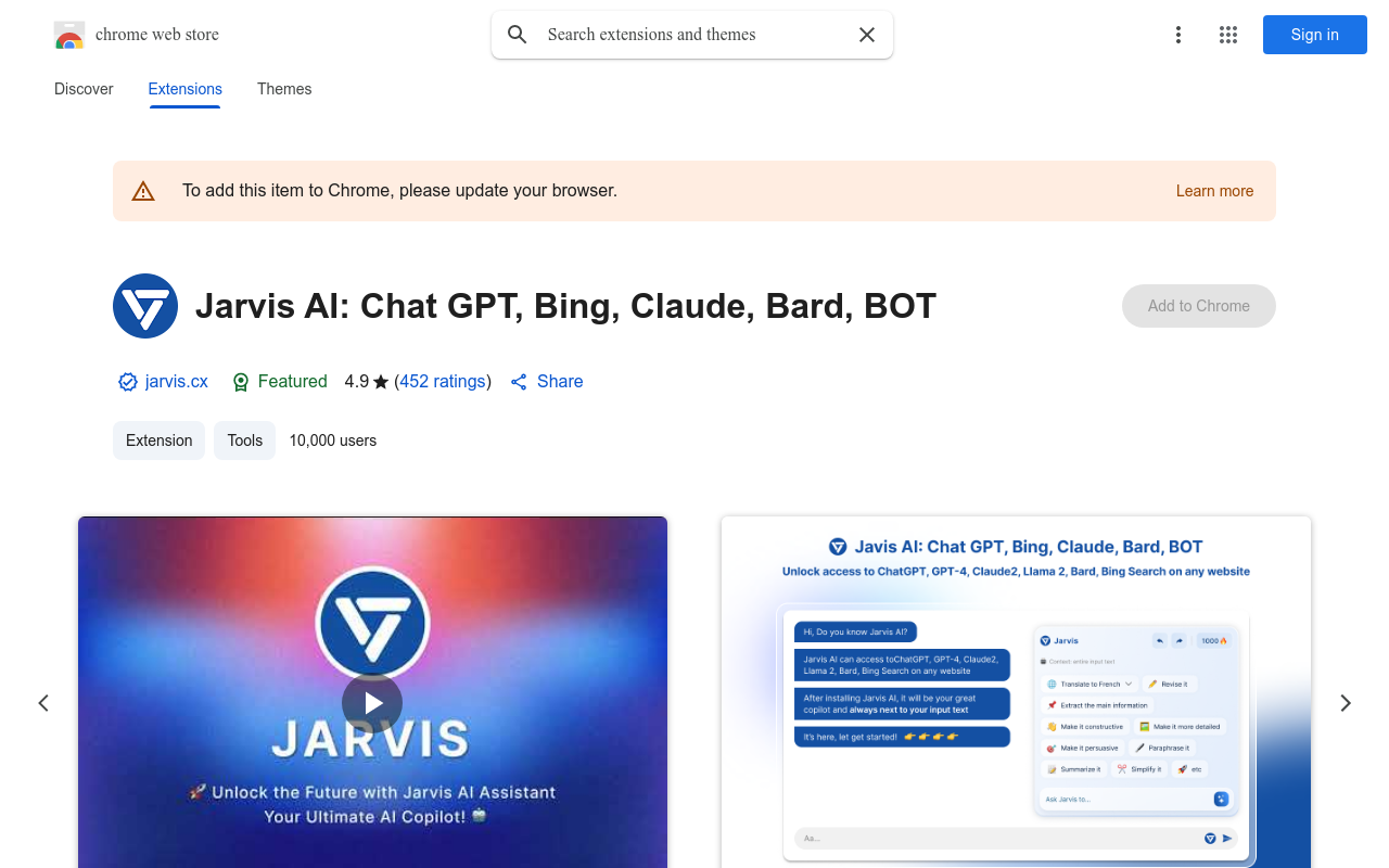 Jarvis AI: Chat GPT, Bing, Claude, Bard, BOT