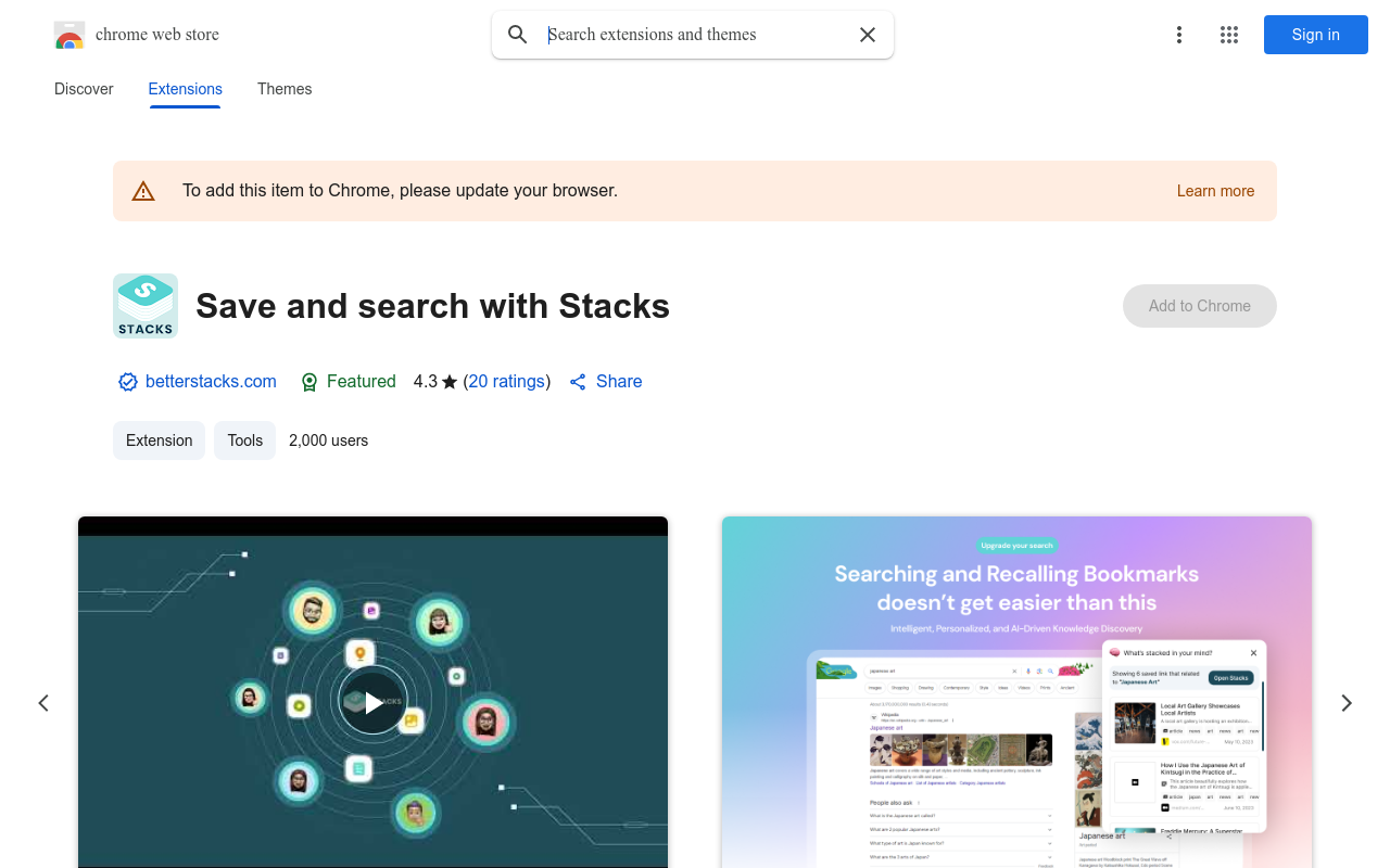 Save and search with Stacks
