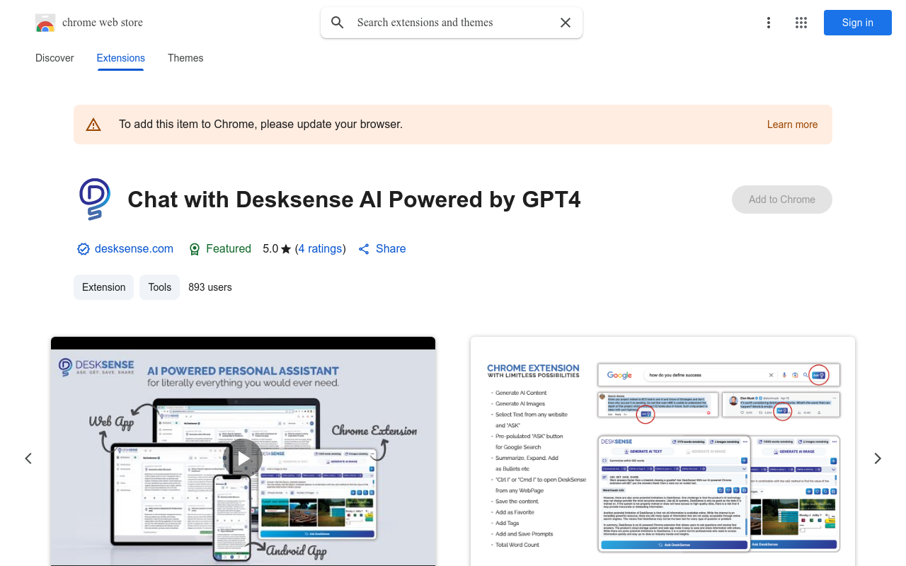 Chat with Desksense AI Powered by GPT4
