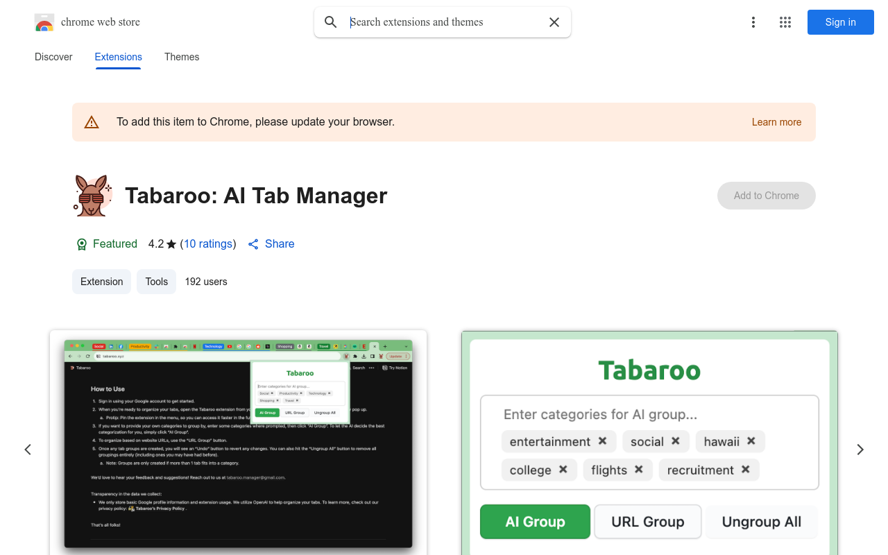 Tabaroo: AI Tab Manager