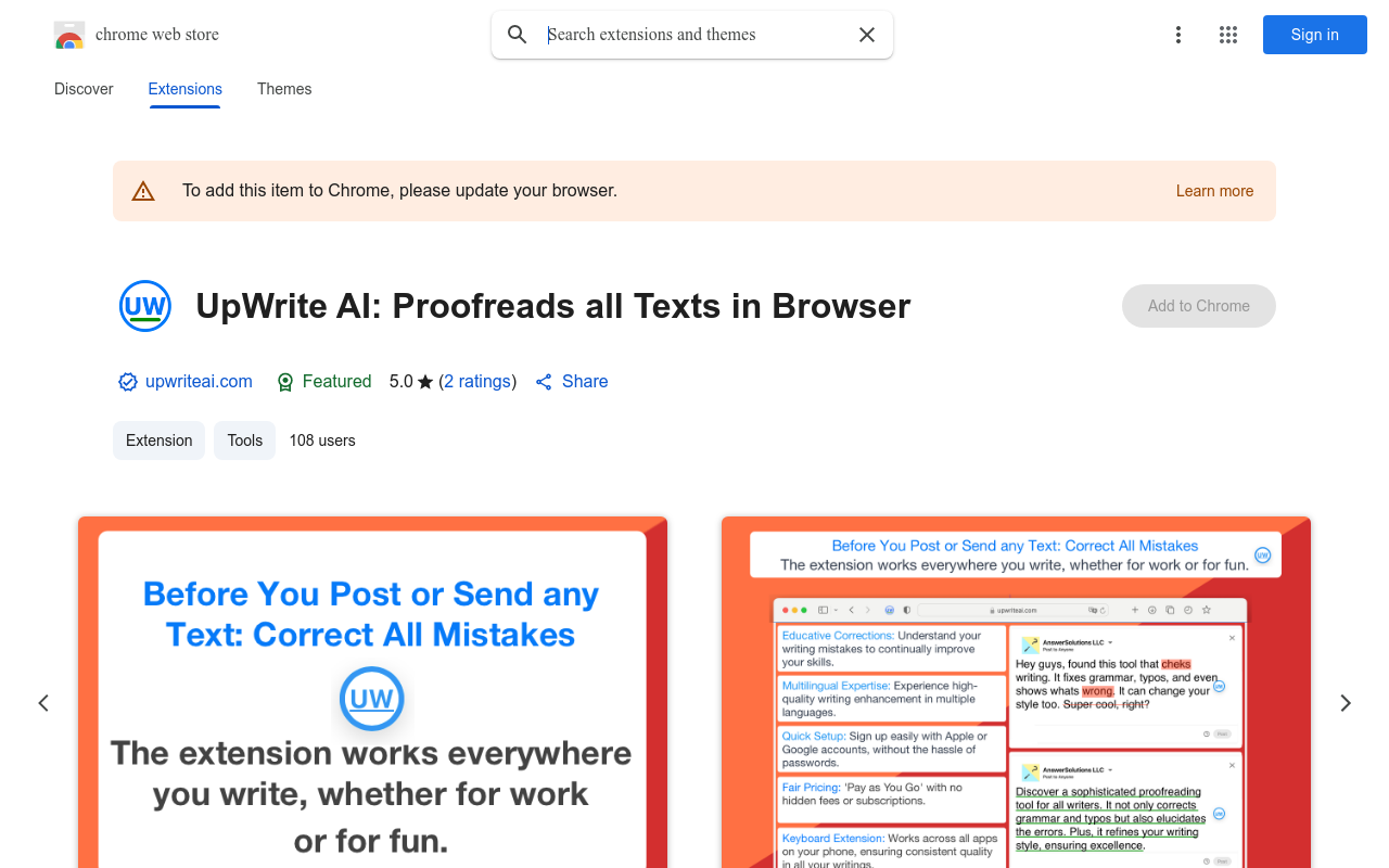 UpWrite AI: Proofreads all Texts in Browser