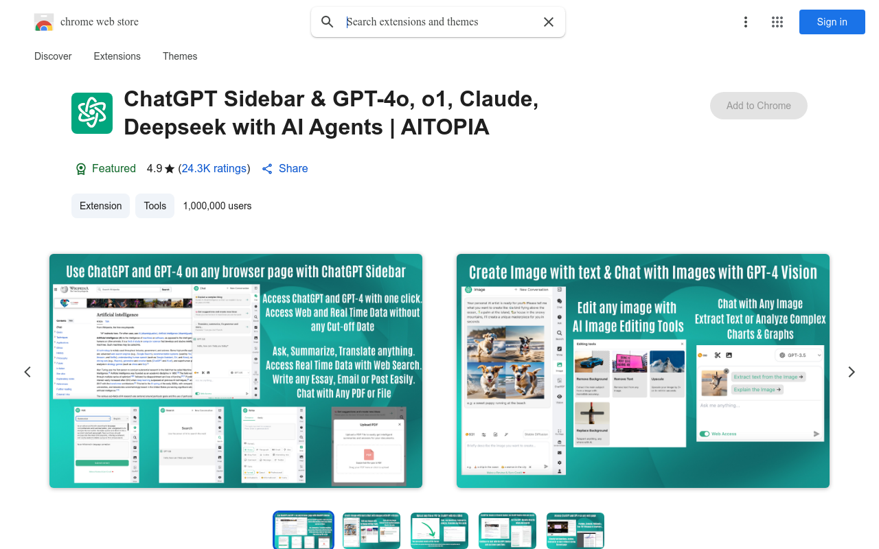 ChatGPT Sidebar & GPT-4 Vision Gemini AITOPIA