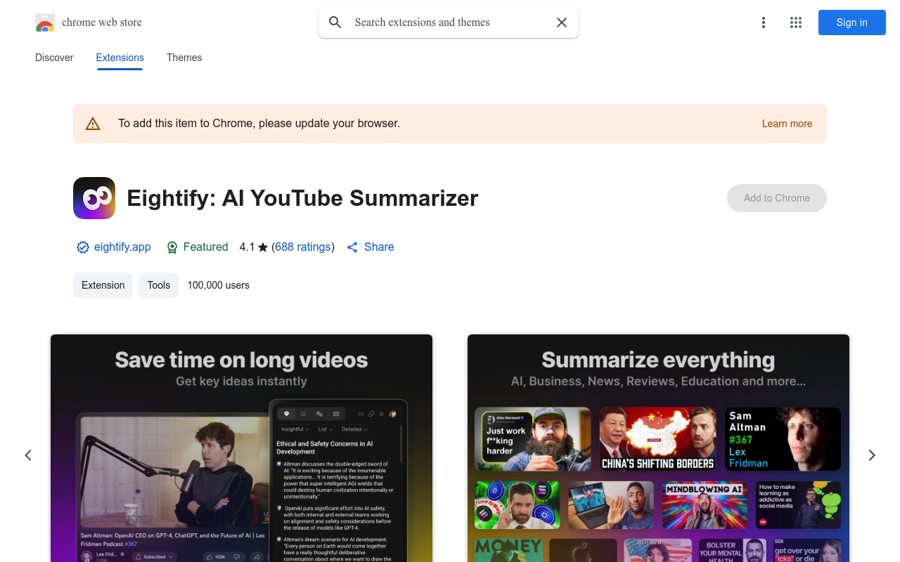 Eightify: AI YouTube Summary with ChatGPT
