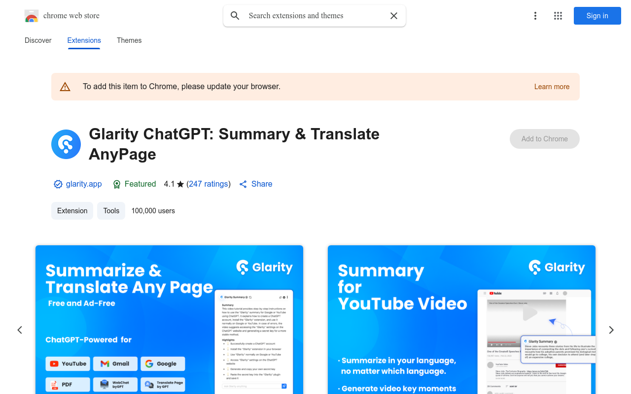 Glarity ChatGPT: Summary & Translate AnyPage