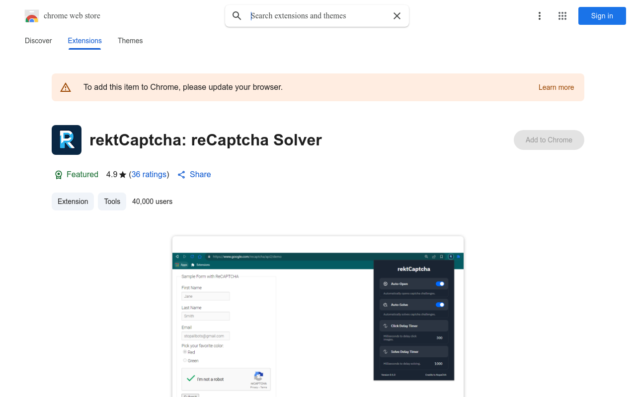 rektCaptcha: reCaptcha Solver