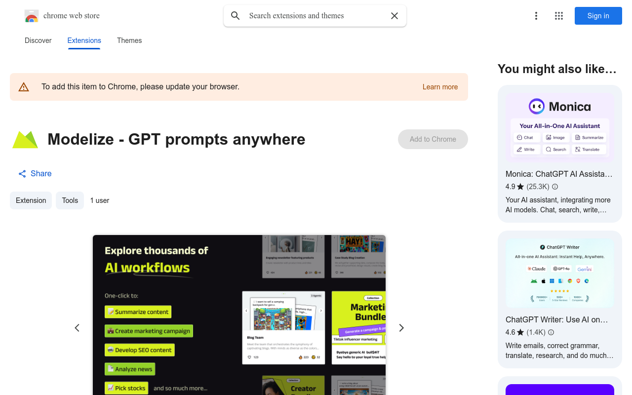 Modelize - GPT prompts anywhere