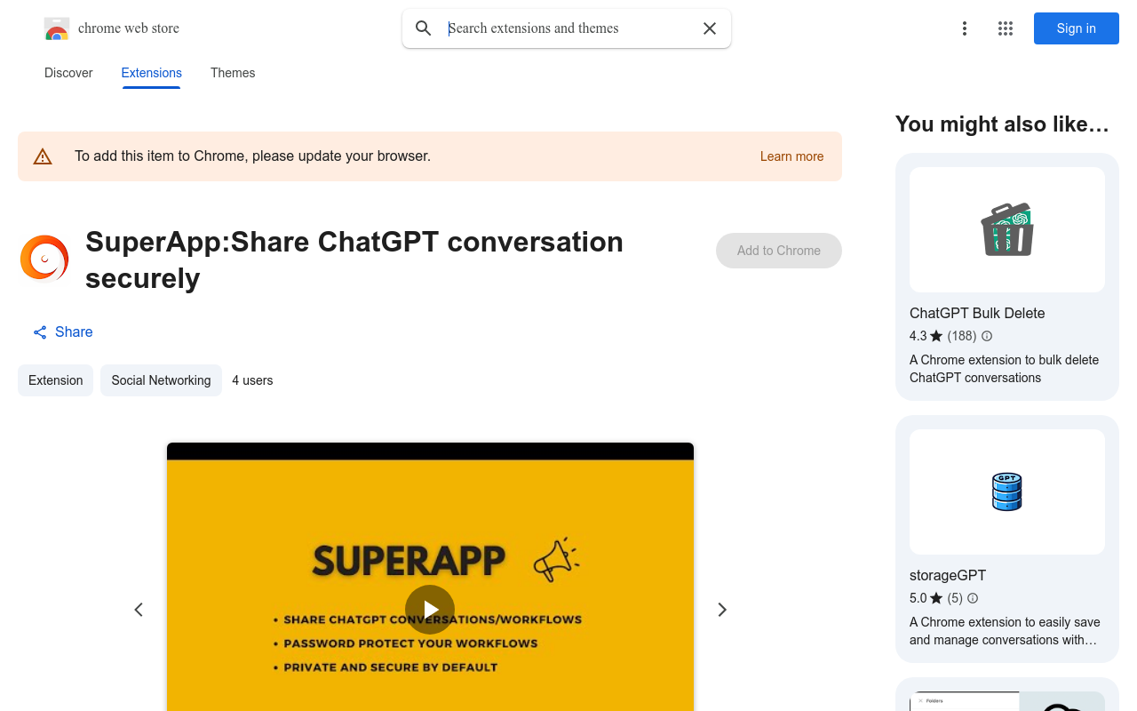 SuperApp:Share ChatGPT conversation securely