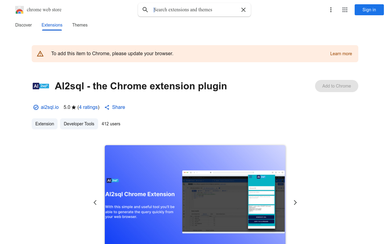 AI2sql - the Chrome extension plugin