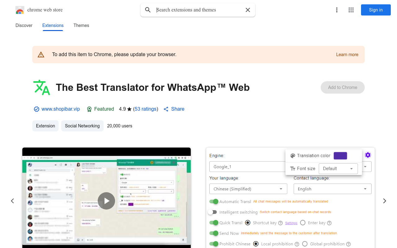 The Best Translator for WhatsApp™ Web