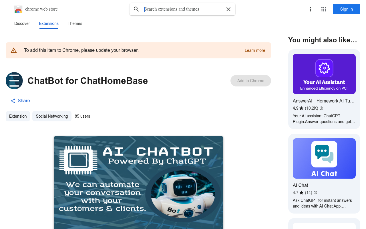 ChatBot for ChatHomeBase