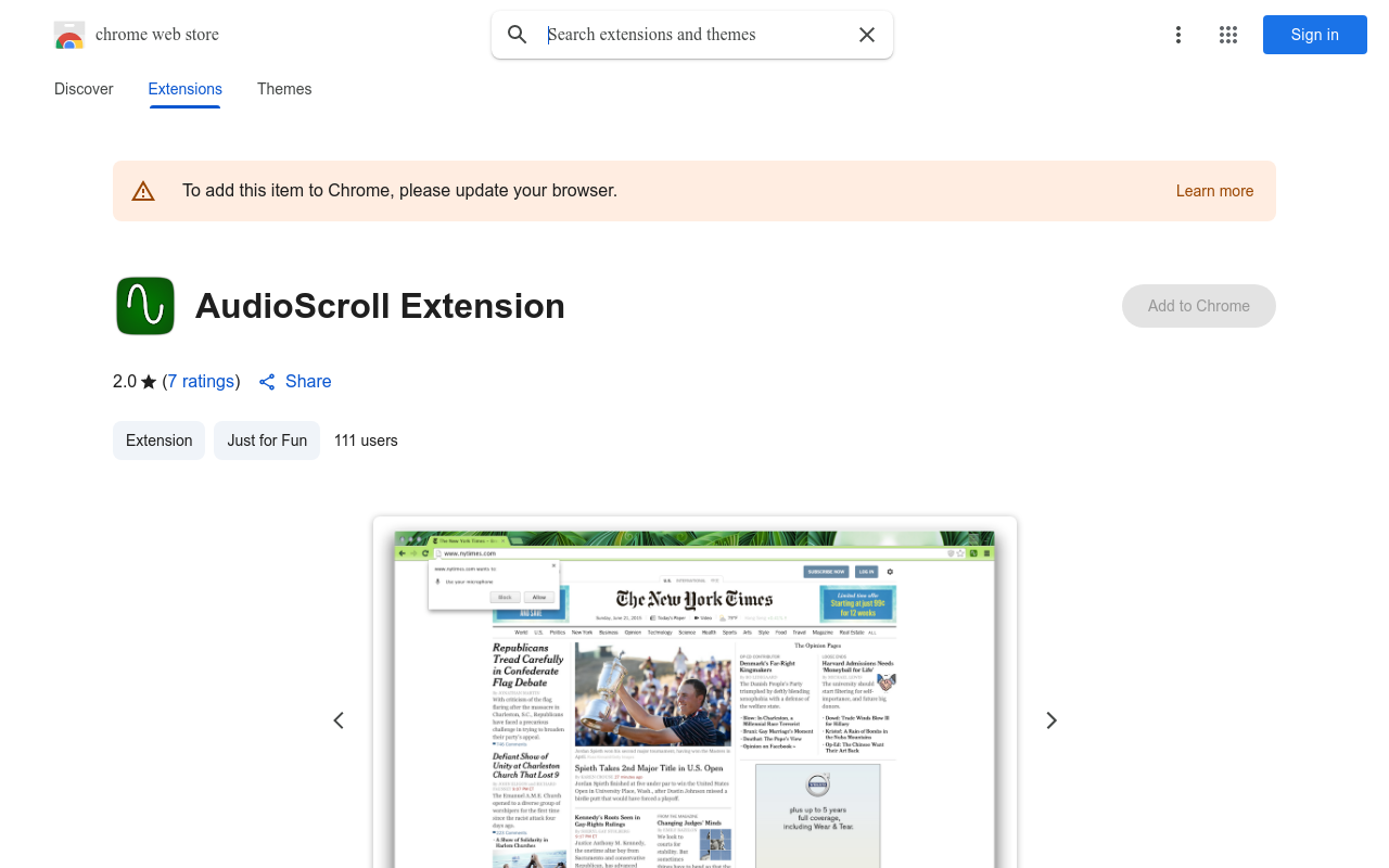 AudioScroll Extension