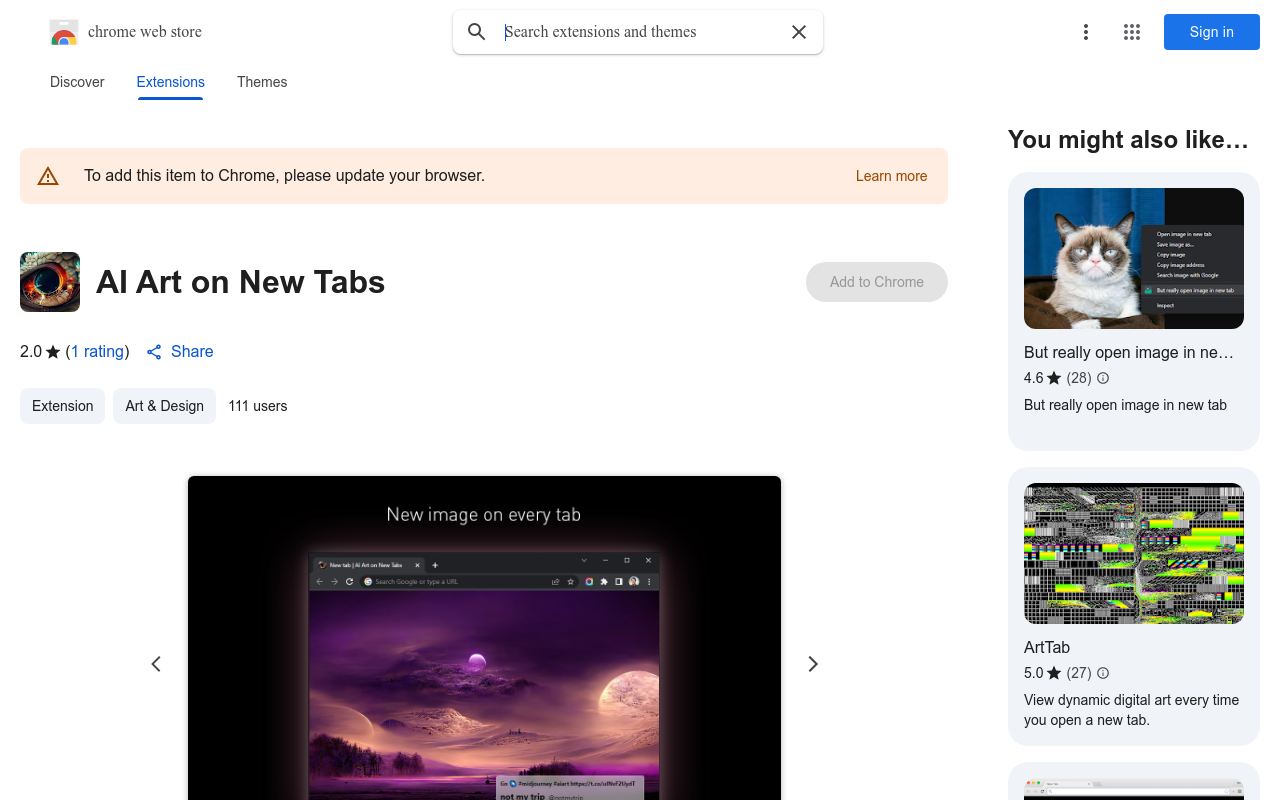 AI Art on New Tabs