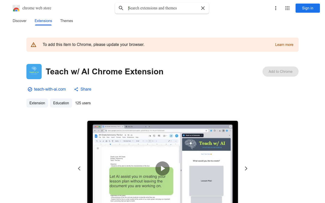 Teach w/ AI Chrome Extension