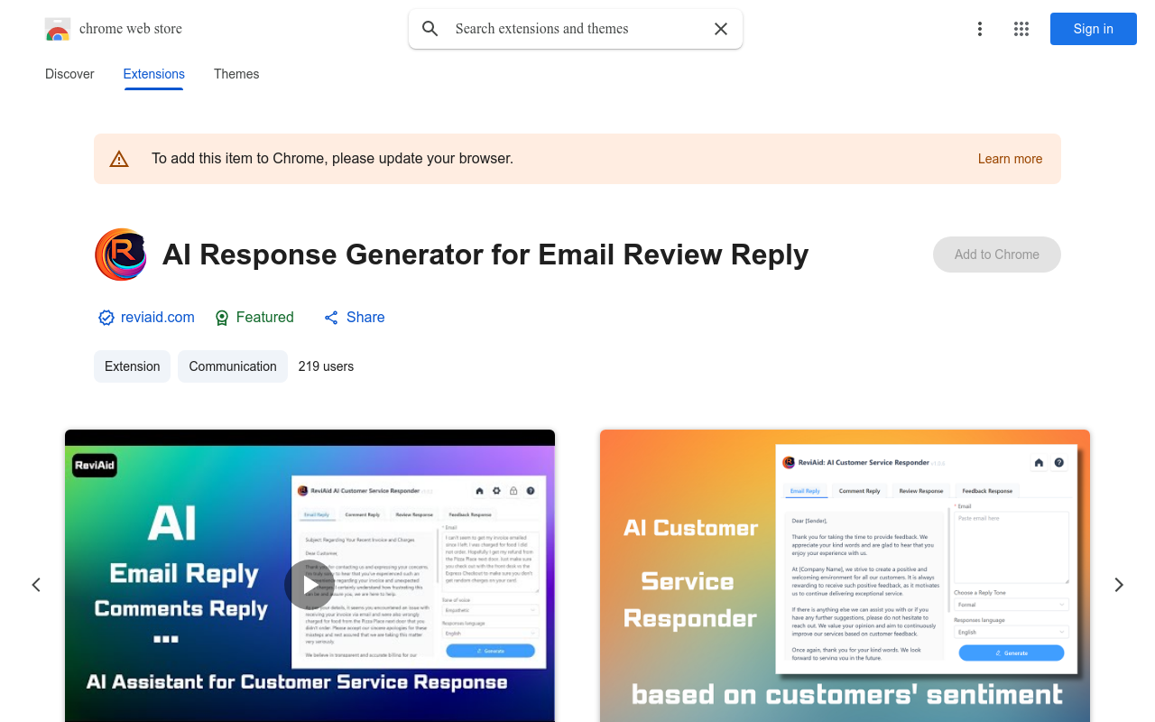 AI Response Generator for Email Review Reply