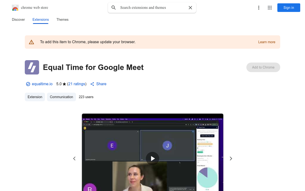 Equal Time for Google Meet