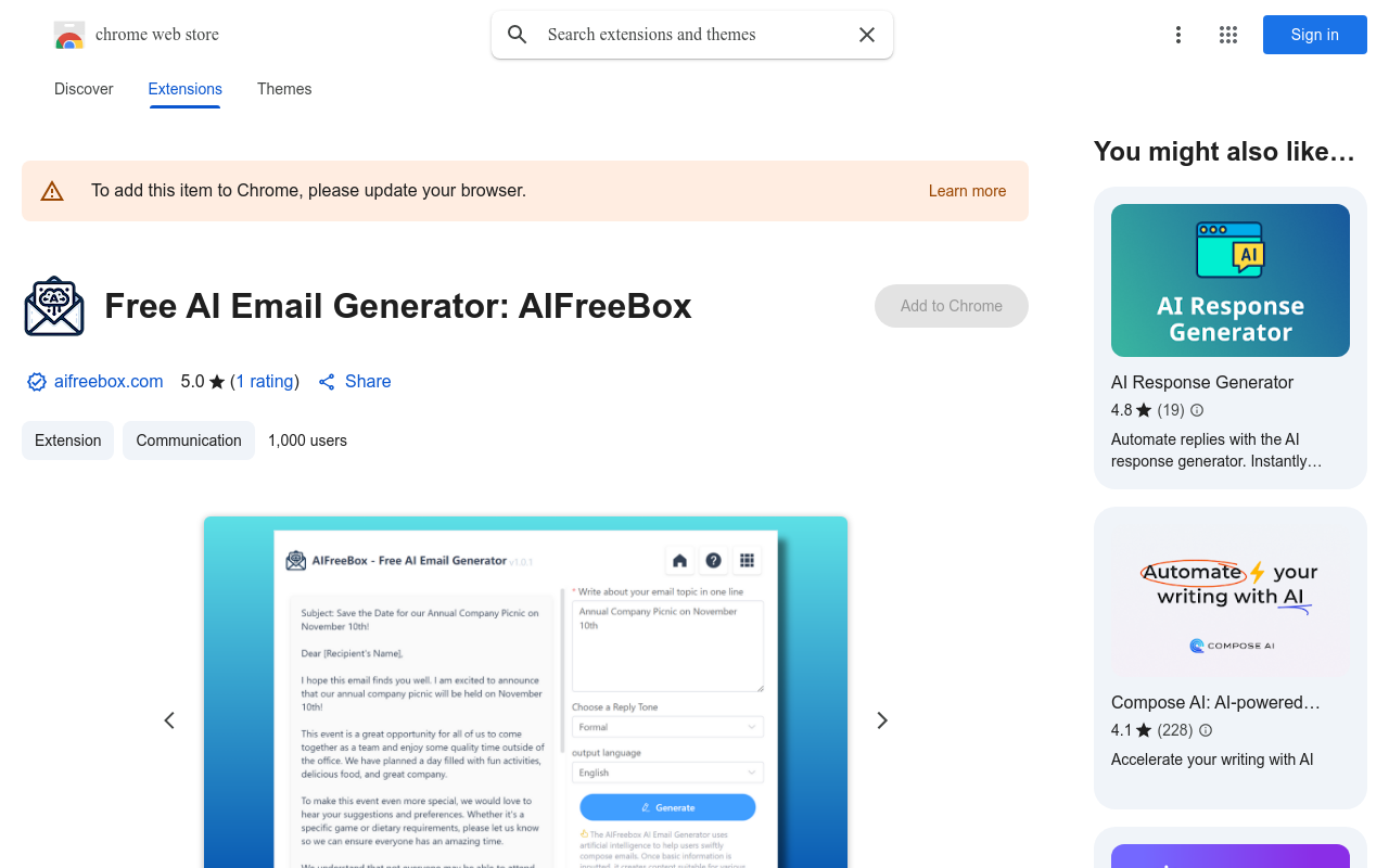 Free AI Email Writer Generator -AIFreebox