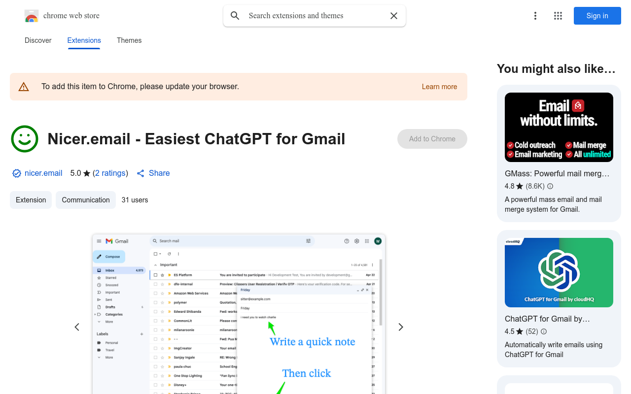Nicer.email - Easiest ChatGPT for Gmail