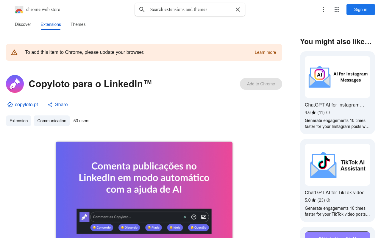 Copyloto para o LinkedIn™