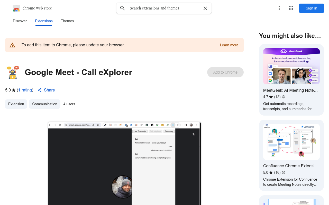 Google Meet - Call eXplorer