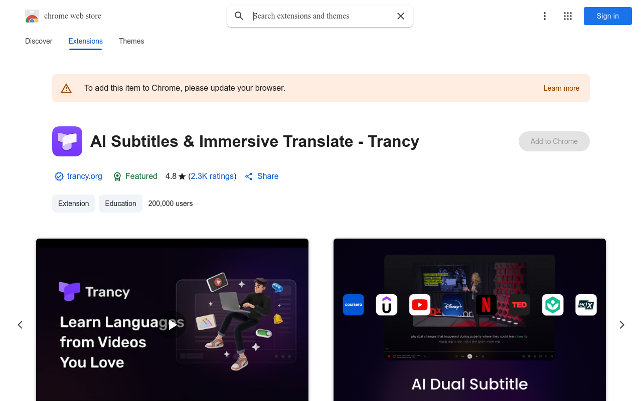 AI Subtitles & Immersive Translate - Trancy