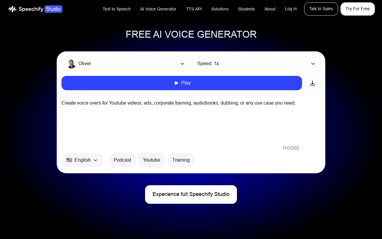 Speechify Studio - AI Voice Generator
