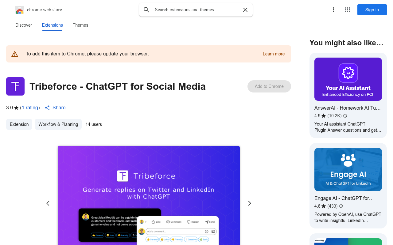 Tribeforce - ChatGPT for Twitter and LinkedIn