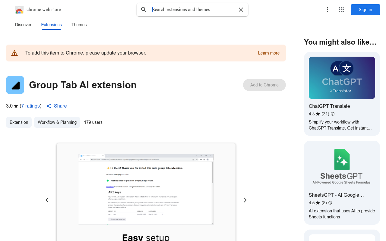 Group Tab AI extension