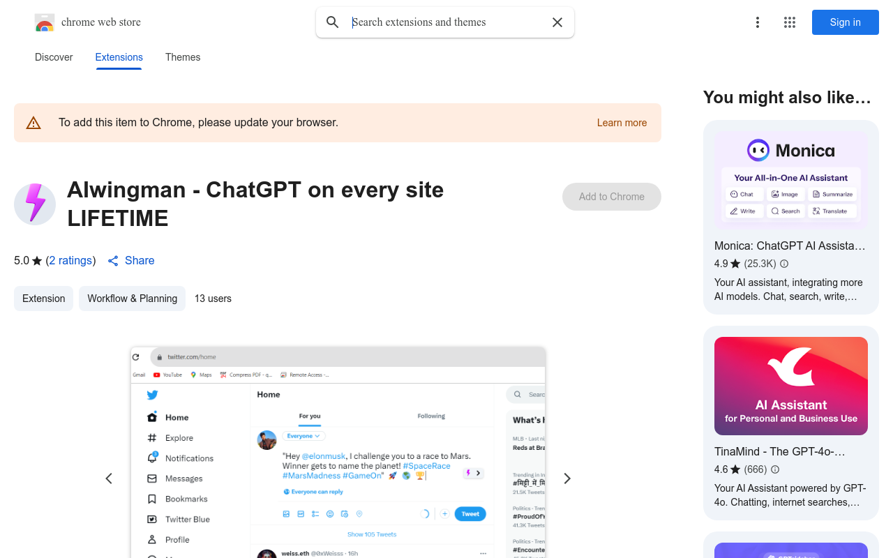 AIwingman - ChatGPT on every site LIFETIME