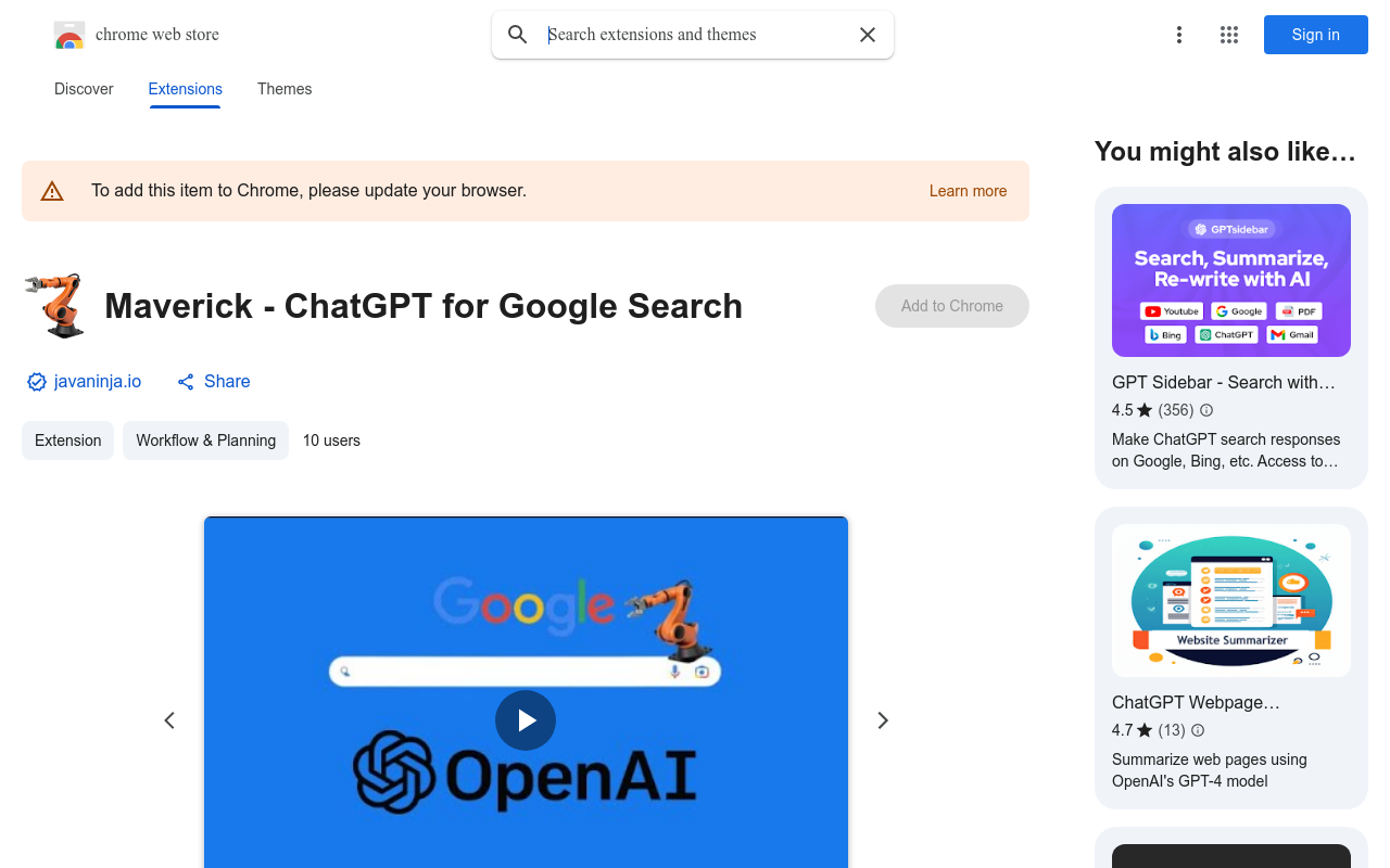 Maverick - ChatGPT for Google Search