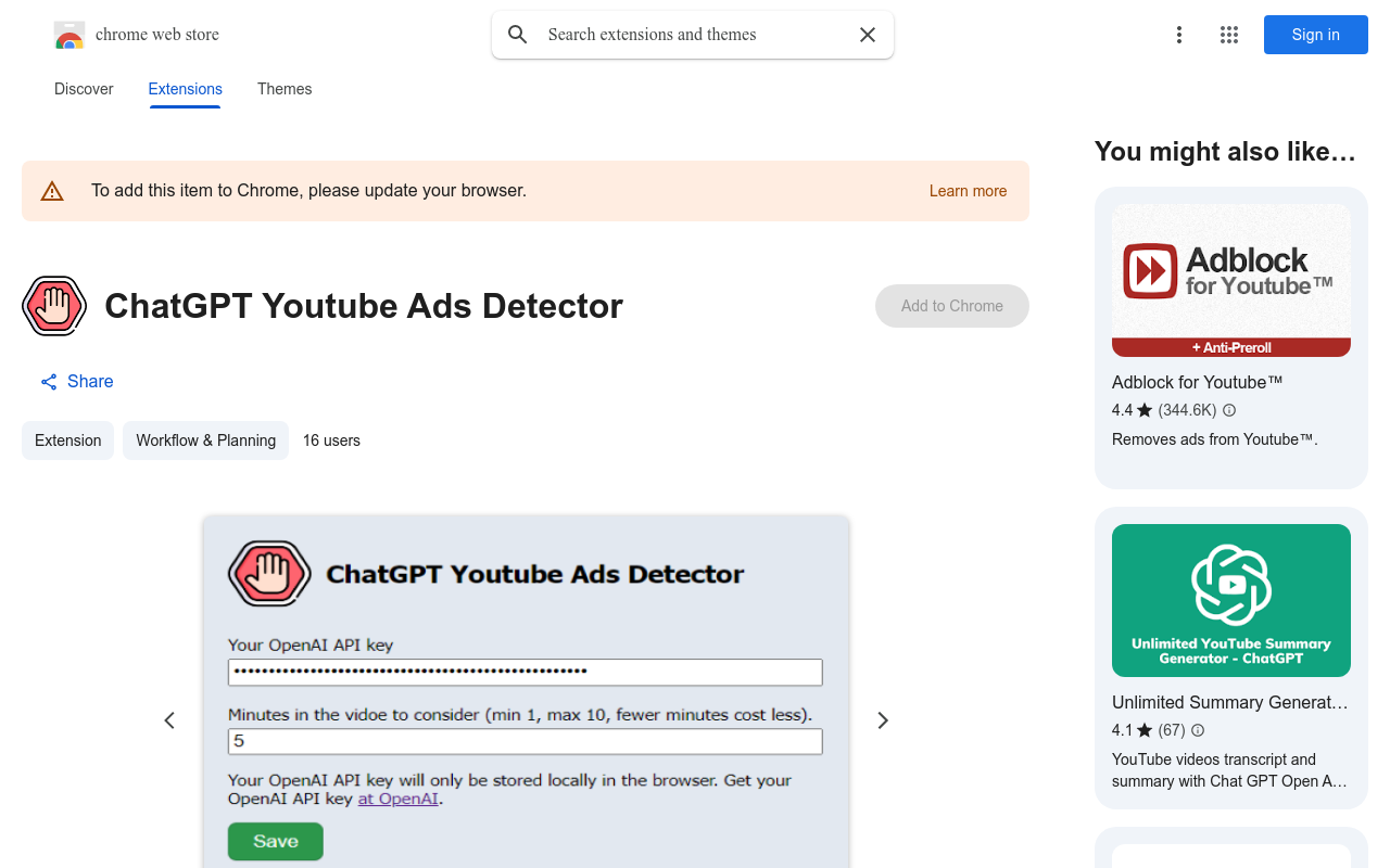 ChatGPT Youtube Ads Detector