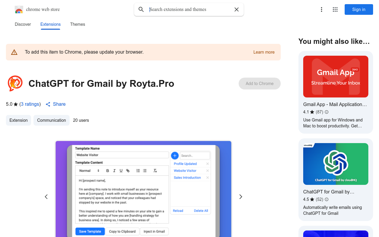 ChatGPT for Gmail by Royta.Pro