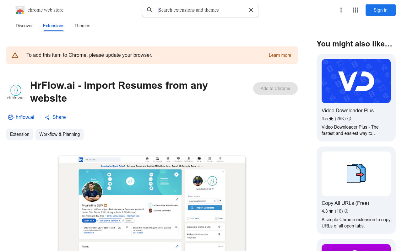 HrFlow.ai - Import Resumes from any website